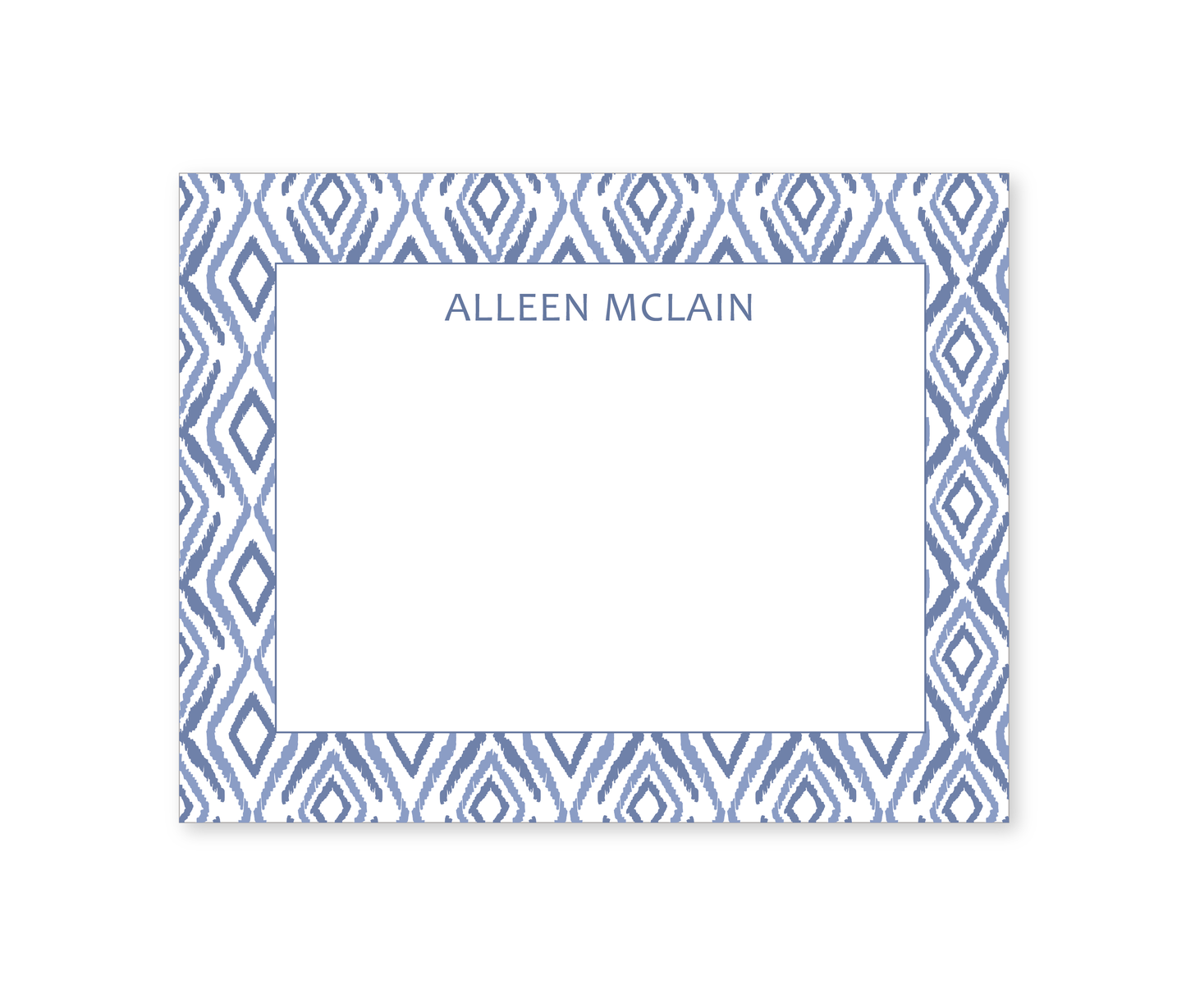 Flat Notecard    |    Blue Ikat Border