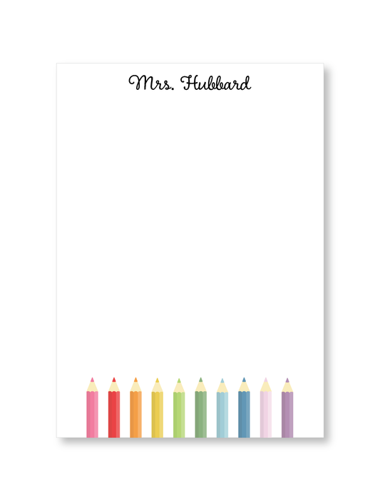 Notepad   |   Teacher with Rainbow Pencils