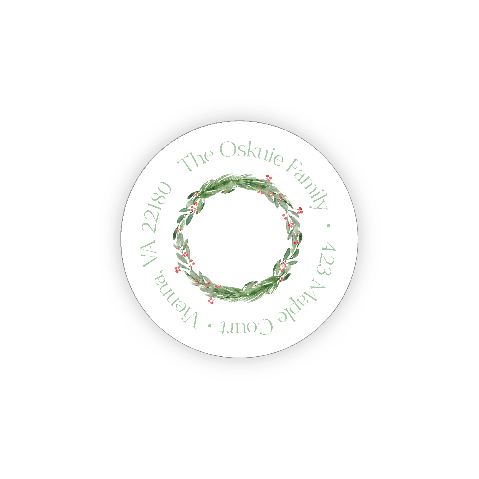 Christmas Wreath 2 Round Address Label - Paper & Gifts By Adele