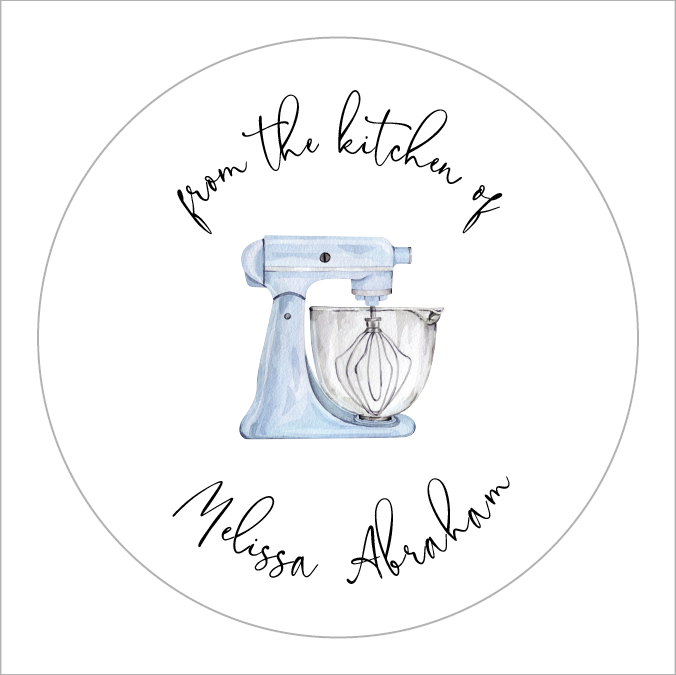 Gift Tag or Sticker   |   From the Kitchen Of  |   Blue Mixer