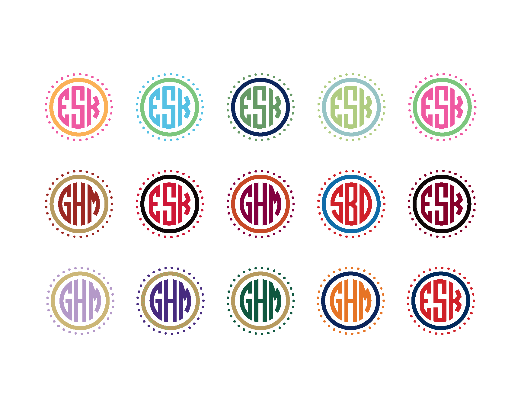 Circle Monogram Notecard   |  Dotted Circle    (More Color Choices) - Paper & Gifts By Adele