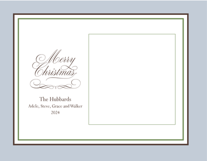 Holiday Photo Card   |   (Horizontal)  Green and Brown Plaid