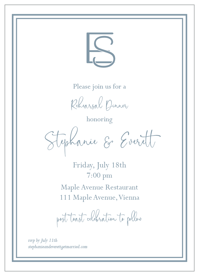 Wedding Party or Shower Invitation   |  Initials Intertwined