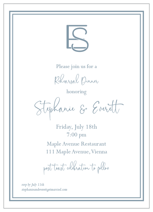 Wedding Party or Shower Invitation   |  Initials Intertwined