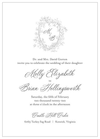 Wedding   |   Grey Crest and Line Florals   |    Save the Date
