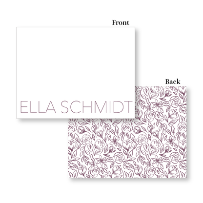 Flat Notecard   |   Line Floral Pattern