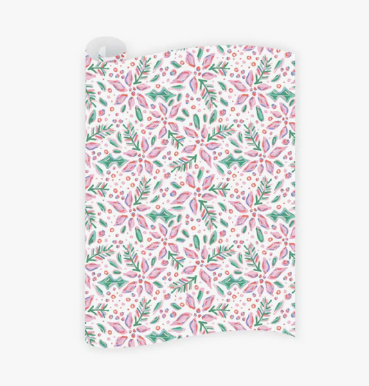 Holiday Wrapping Paper  |  Pink Poinsettia