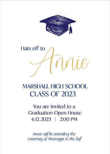 Graduation Announcement and Invitation - Blue Cap