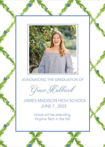 Graduation Announcement or Invitation - Blue Trellis (Digital)