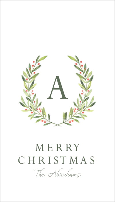 Holiday Gift Tag |  Wreath with Initial