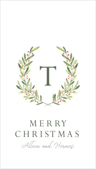 Holiday Gift Tag |  Wreath with Initial